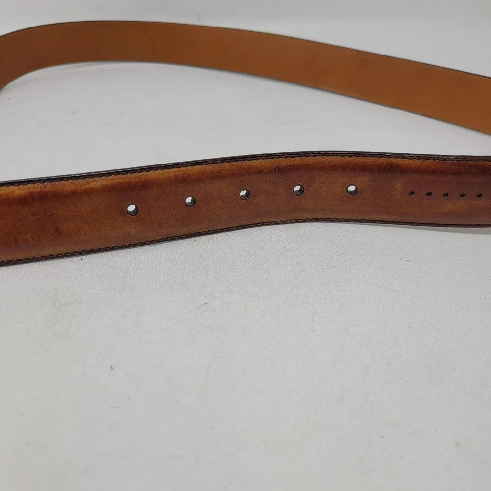 Magnanni Belt Size 38 Mens Cognac Brown Leather Made in Spain 1158 Burnished